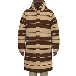 STRIPES BRWN Unisex Long Down Jacket
