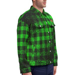 DUSTY PLAID GREEN Unisex Lapel Jacket Cotton