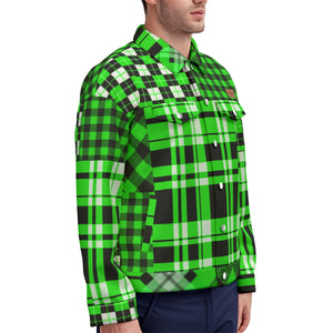 FLEXIN PLAID GREEN Unisex Lapel Jacket  Cotton