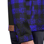 DUSTY PLAID BLUE Unisex Lapel Jacket Cotton