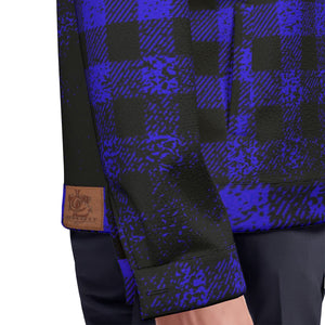 DUSTY PLAID BLUE Unisex Lapel Jacket Cotton