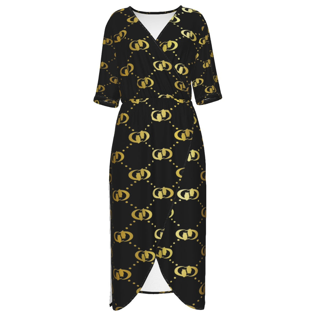 EXCELLENCE BLC Women's Short Sleeve V-neck Dress