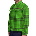 PLAID STYLE GREEN Unisex Lapel Jacket Cotton