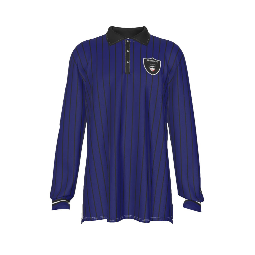 EAZY-E RUTHLESS NAVY Men's Long Sleeve Polo Shirt