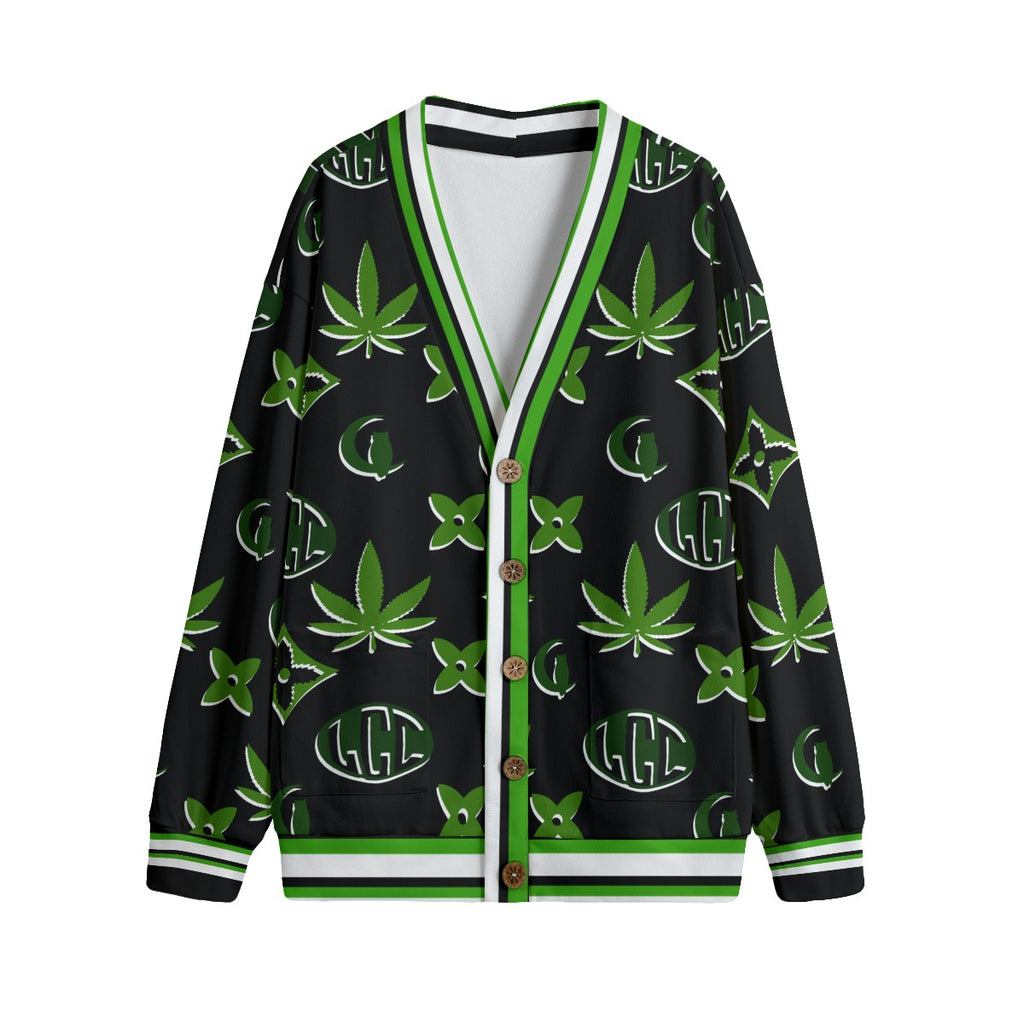 WEEDY LCC GREENBLC Unisex V-neck Cardigan With Button Closure