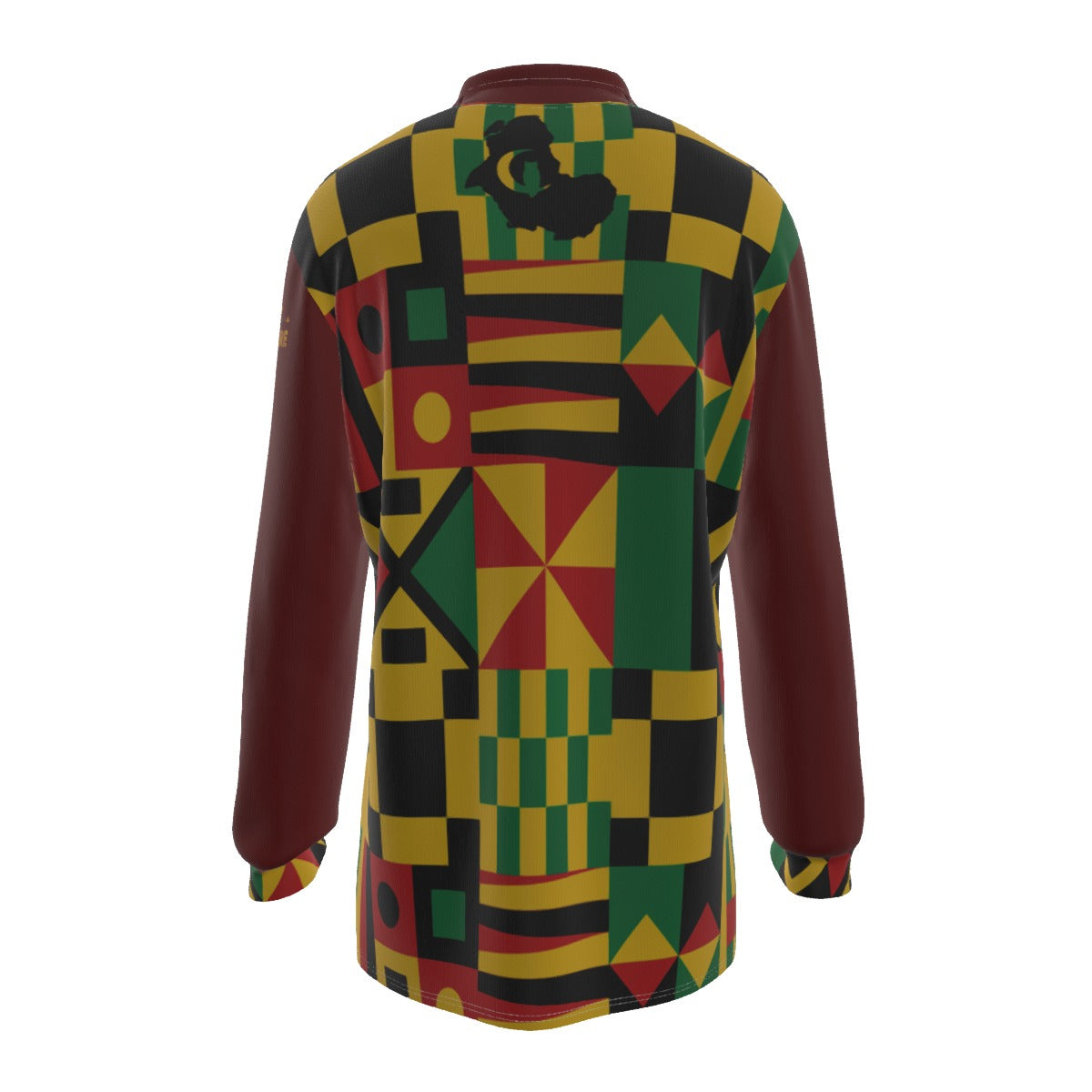KENTE BUTAN RED Men's Long Sleeve Polo Shirt