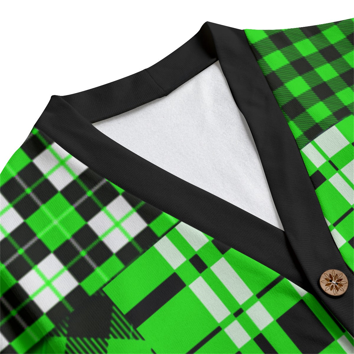 FLEXIN FLANNEL GREEN Unisex Cardigan With Button Closure