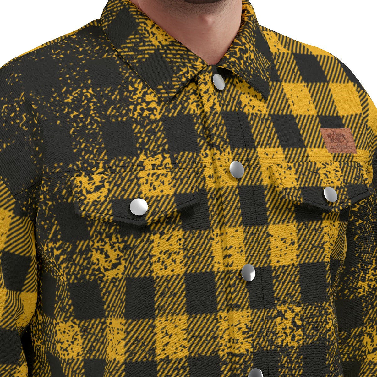 DUSTY PLAID YLW Unisex Lapel Jacket  Cotton