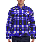 FLEXIN PLAID BLUE Unisex Lapel Jacket Cotton