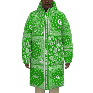 BANDANA MIX GREEN Unisex Long Down Jacket