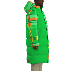 MADRAS GREEN1 Unisex Long Down Jacket