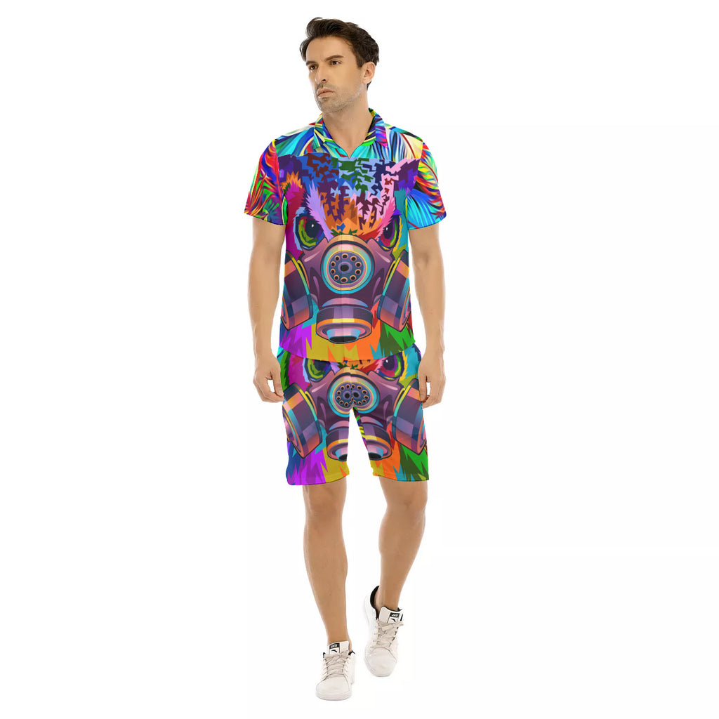 COLORFULL OWL Men's Short Sleeve Shirt Sets