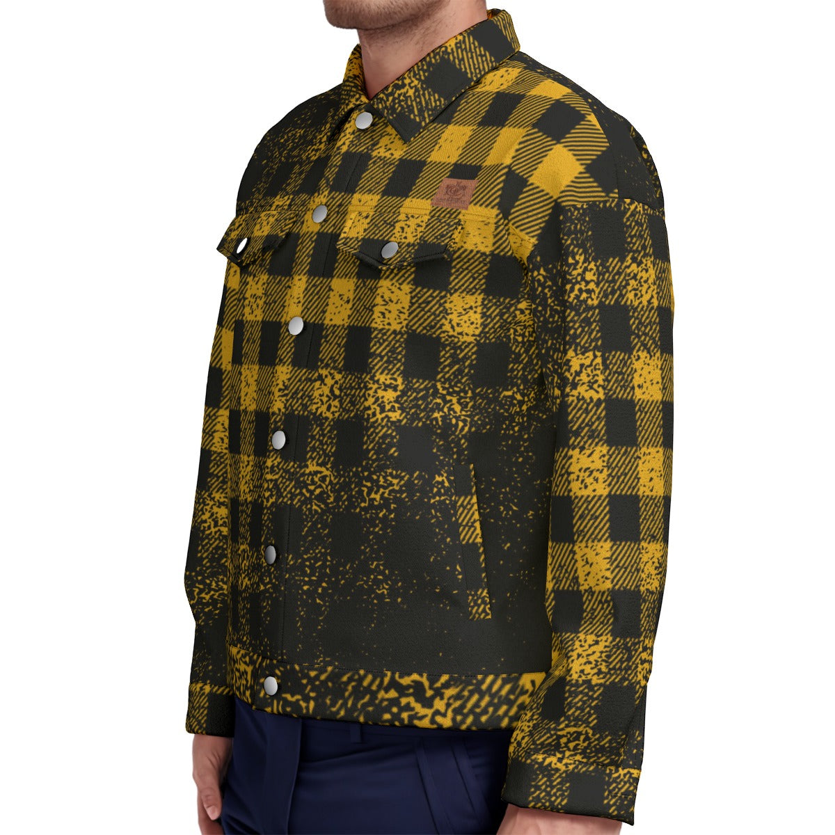 DUSTY PLAID YLW Unisex Lapel Jacket  Cotton