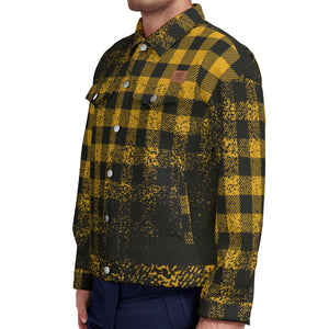 DUSTY PLAID YLW Unisex Lapel Jacket  Cotton