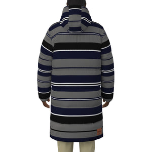 STRIPES NAVYGREY Unisex Long Down Jacket