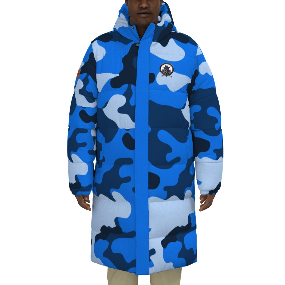 CAMOUFLAGE BLUE Unisex Long Down Jacket