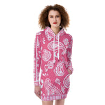 BANDANA PAISLEY PINKISH Women's Heavy Fleece Long Hoodie