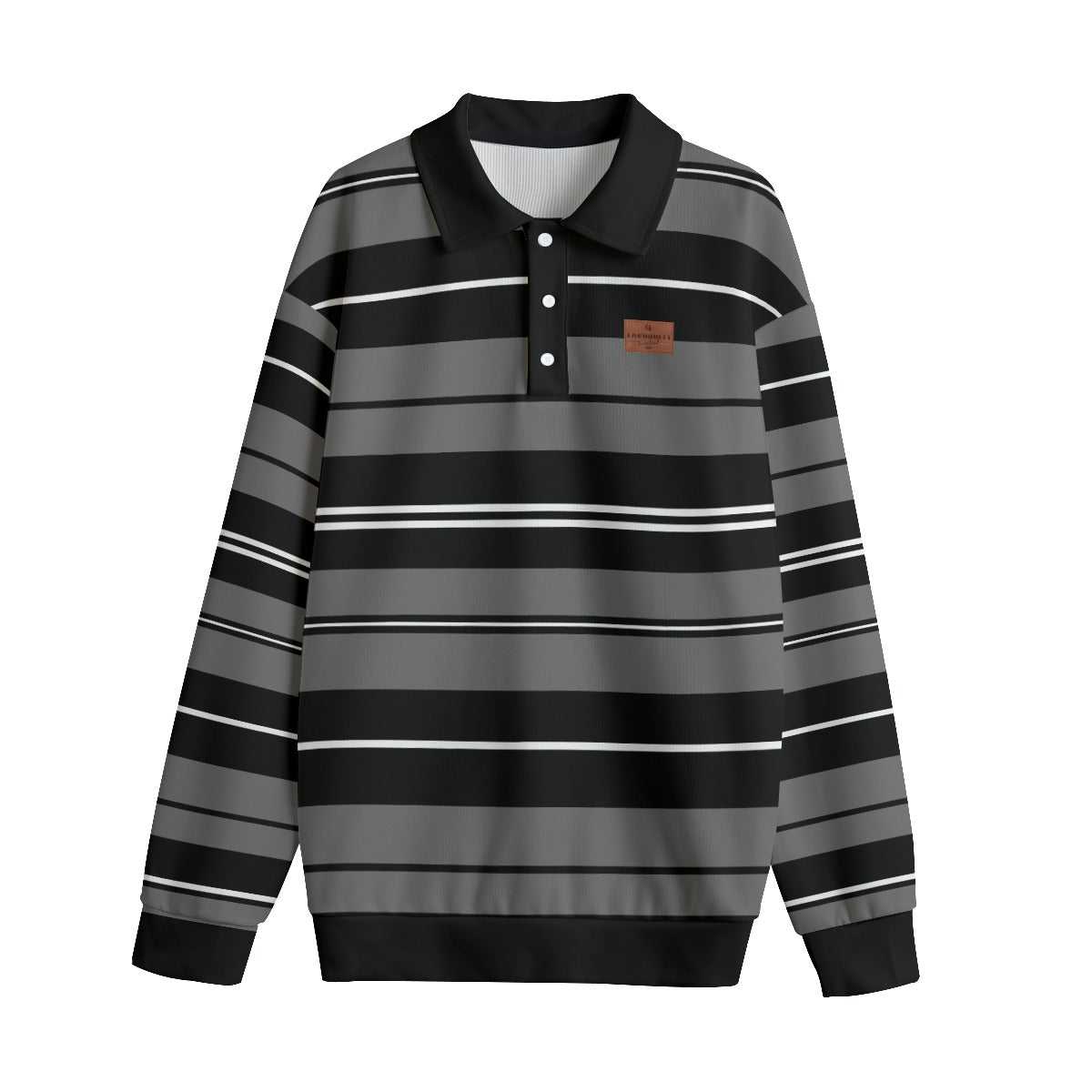 STRIPE UP GREYBLC Unisex Lapel Collar Sweater