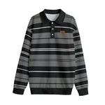 STRIPE UP GREYBLC Unisex Lapel Collar Sweater