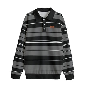 STRIPE UP GREYBLC Unisex Lapel Collar Sweater