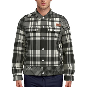 FLEXIN PLAID GREY Unisex Lapel Jacket Cotton