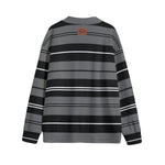STRIPE UP GREYBLC Unisex V-neck Cardigan With Button Closure