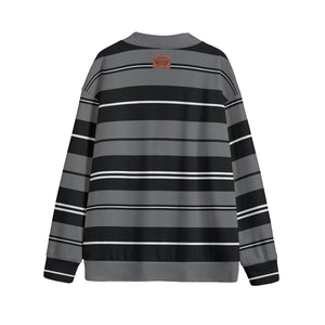 STRIPE UP GREYBLC Unisex V-neck Cardigan With Button Closure