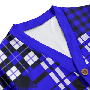 FLEXIN FLANNEL BLEU Unisex Cardigan With Button Closure
