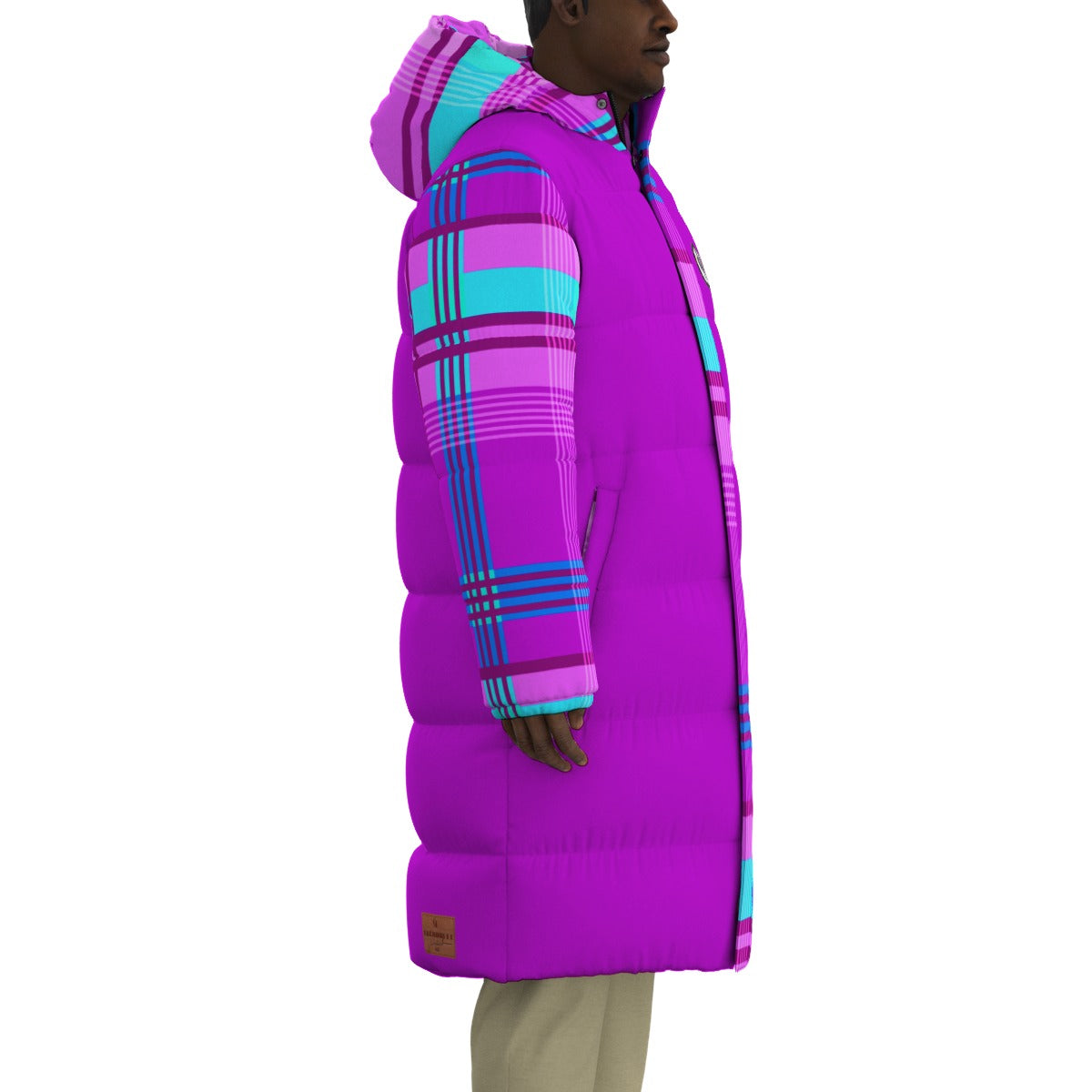 MADRAS PURPLE Unisex Long Down Jacket