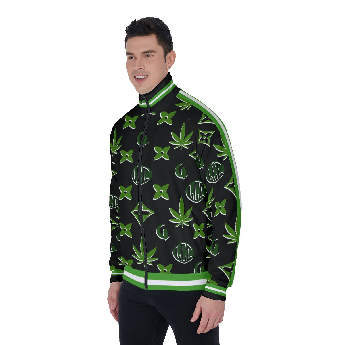 LCC WEEDY GREENBLC Men's Stand Collar Jacket