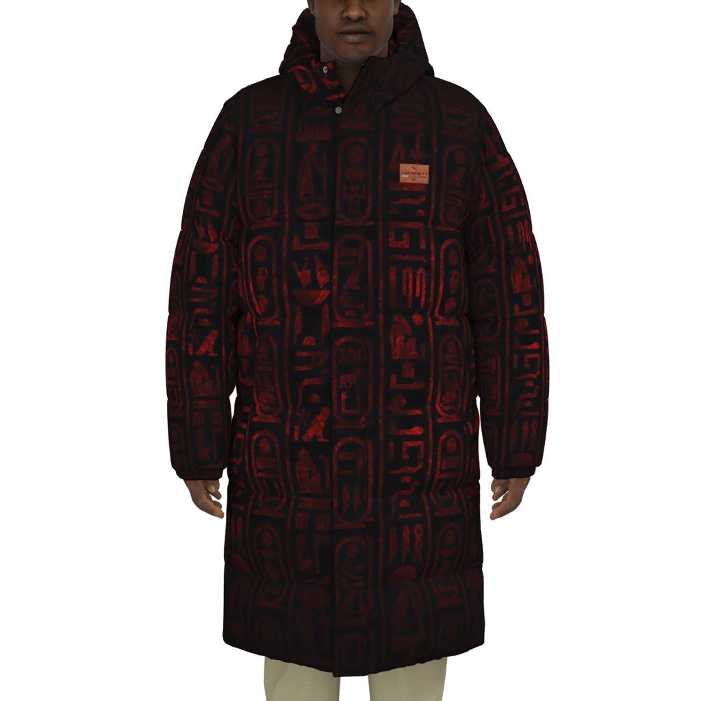 HIEROGLYPH RED Unisex Long Down Jacket