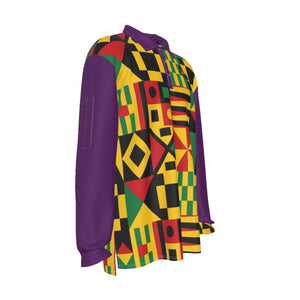 KENTE BUTAN PRPLE Men's Long Sleeve Polo Shirt
