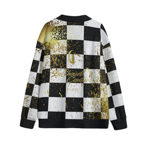 DAMIER IN GOLD Unisex V-neck Cardigan With Button Closure