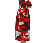 CAMOUFLAGE RED Unisex Long Down Jacket