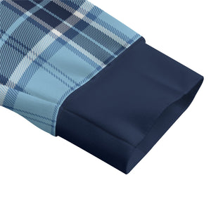 PLAID STYLE BLUE Unisex Lapel Collar Sweater