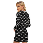 EXCELLENCE BLCWHT Women's Zip Front Tight Dress