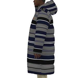 STRIPES NAVYGREY Unisex Long Down Jacket