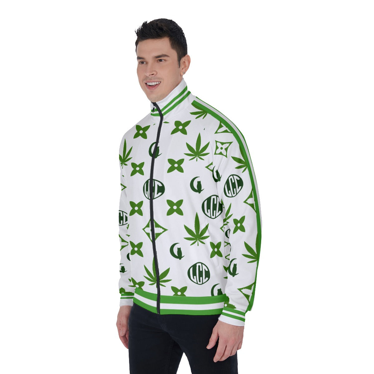 LCC WEEDY GREEN Men's Stand Collar Jacket