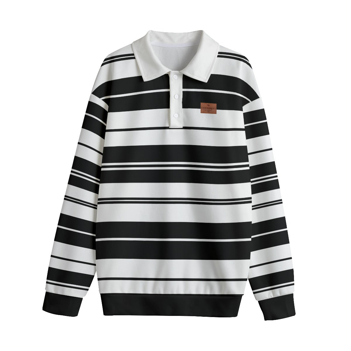 STRIPE UP WHT Unisex Lapel Collar Sweater