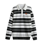 STRIPE UP WHT Unisex Lapel Collar Sweater