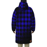 DUSTY PLAID BLUE Unisex Long Down Jacket