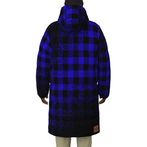 DUSTY PLAID BLUE Unisex Long Down Jacket