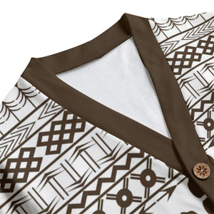 ELEPHANT ORNEMENT Unisex V-neck Cardigan With Button Closure