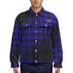 DUSTY PLAID BLUE Unisex Lapel Jacket Cotton