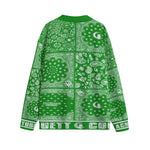 BANDANA MIX GREEN Unisex V-neck Cardigan With Button Closure