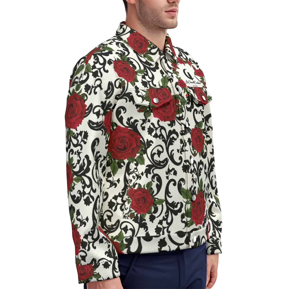 RED ROSES Unisex Lapel Jacket Cotton