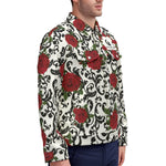 RED ROSES Unisex Lapel Jacket Cotton