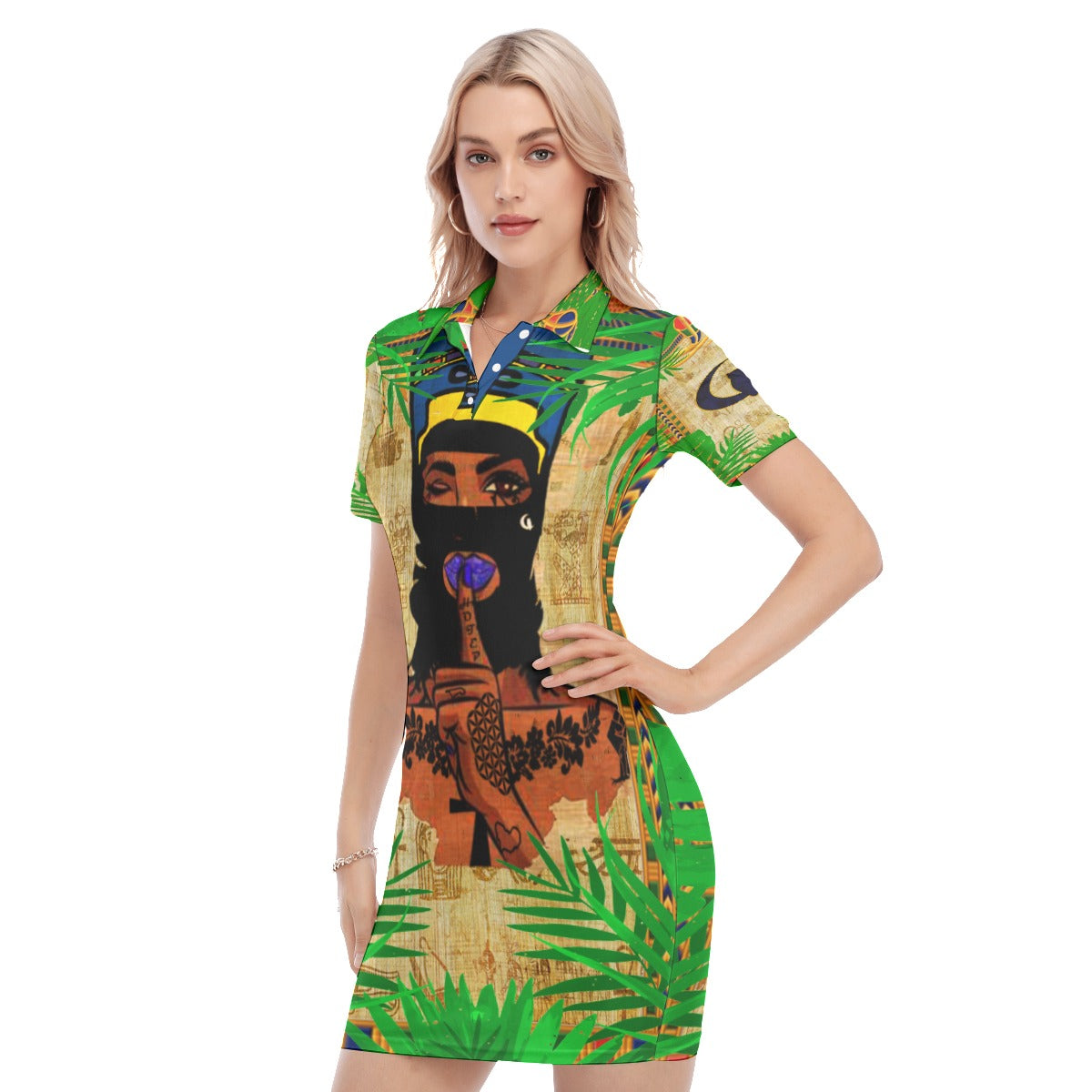 SKI MASK KWEEN Women's Polo Collar Dress