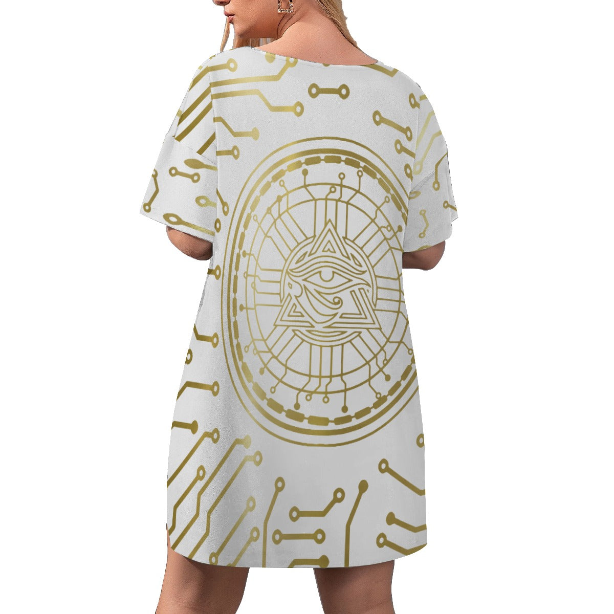 CRYPTO KMT WHT Drop-Shoulder T-Shirt with Side Split and Shorts