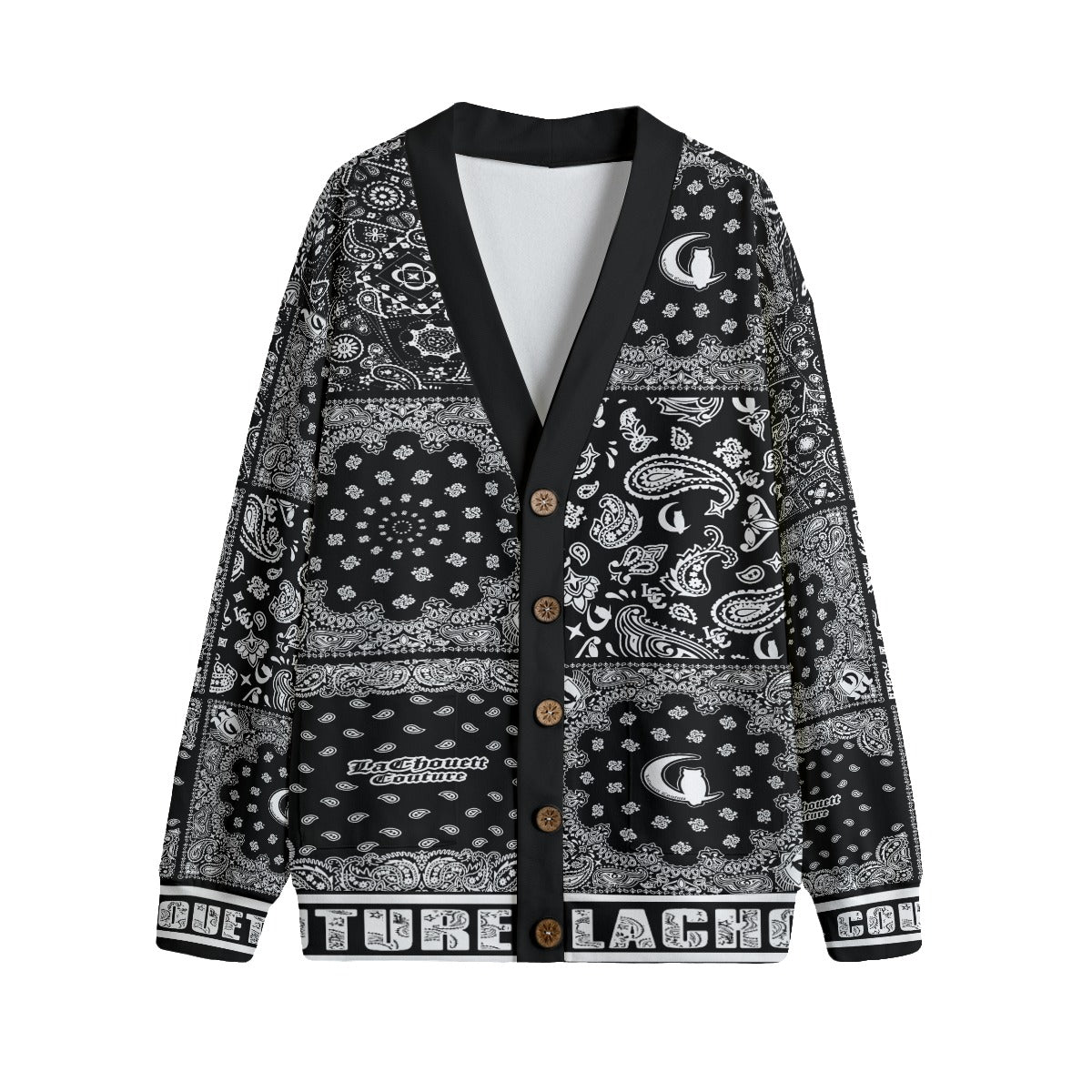 BANDANA MIX BLC Unisex V-neck Cardigan With Button Closure